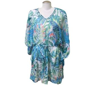 Artizan Robin Barre Blue Green Leaf Loungewear Cover Up